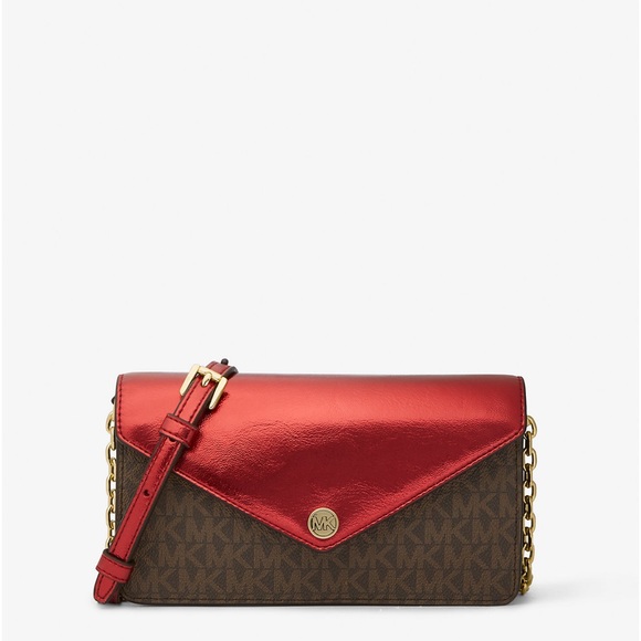 NWT Michael Kors Jet Set Travel Small Signature Logo Clutch Crossbody Bag - Picture 3 of 5